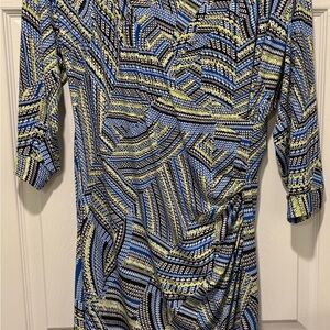 Laundry by Shelli Segal Women’s Wrap Dress Geometric Blue Black Design, Size L